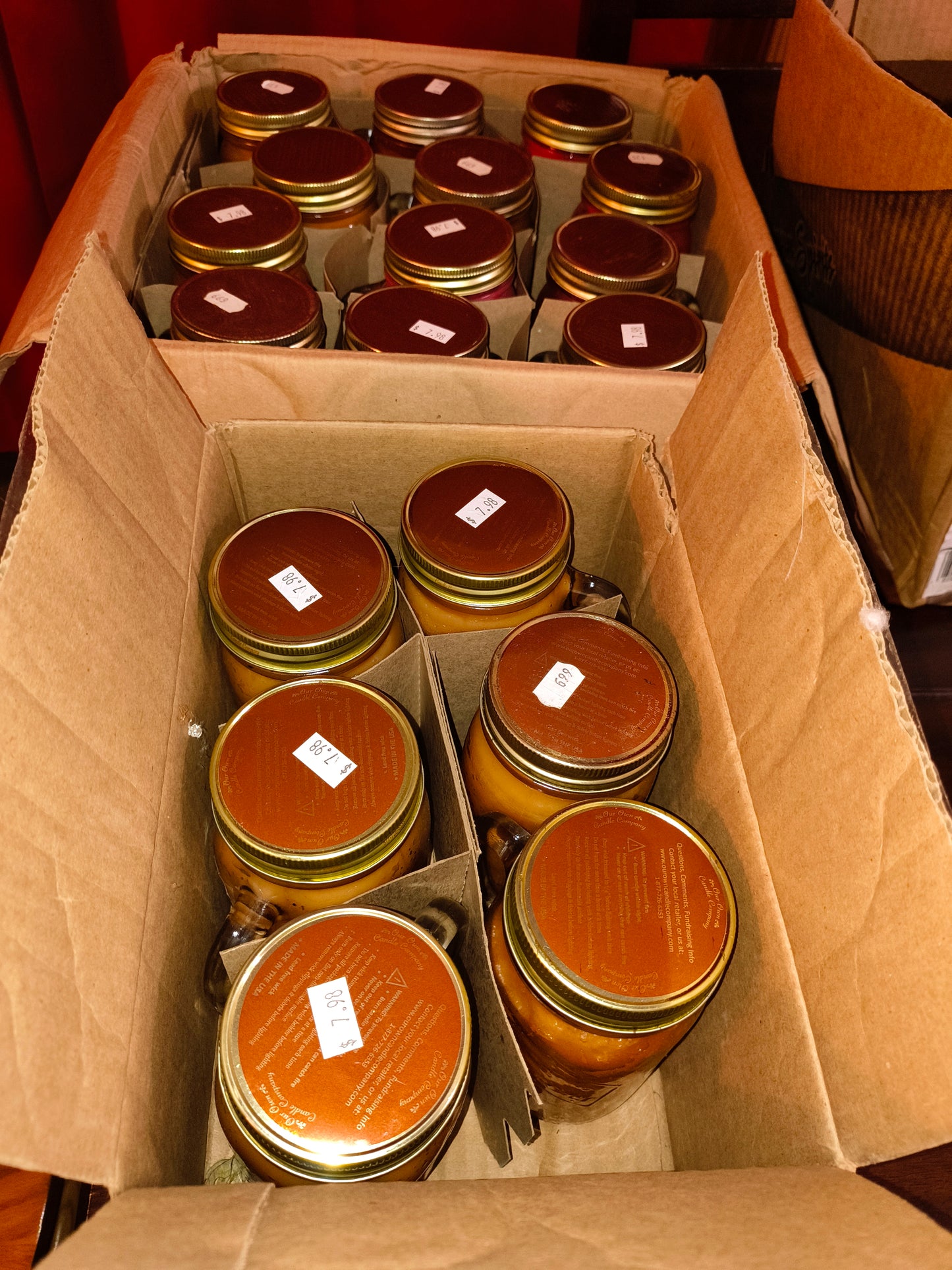Carmel Pecan Scented Candles Farmhouse Mason Jars